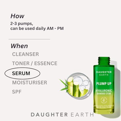 DAUGHTER EARTH Hyaluronic Acid Serum For Face | Plump Up Enriched With Multi-Molecular Hyaluronic Acid, Tremella Mushroom, Bamboo Shoots, Seaweed & Provitamin B5 | Get Hydrated & Youthful Skin - 30ml