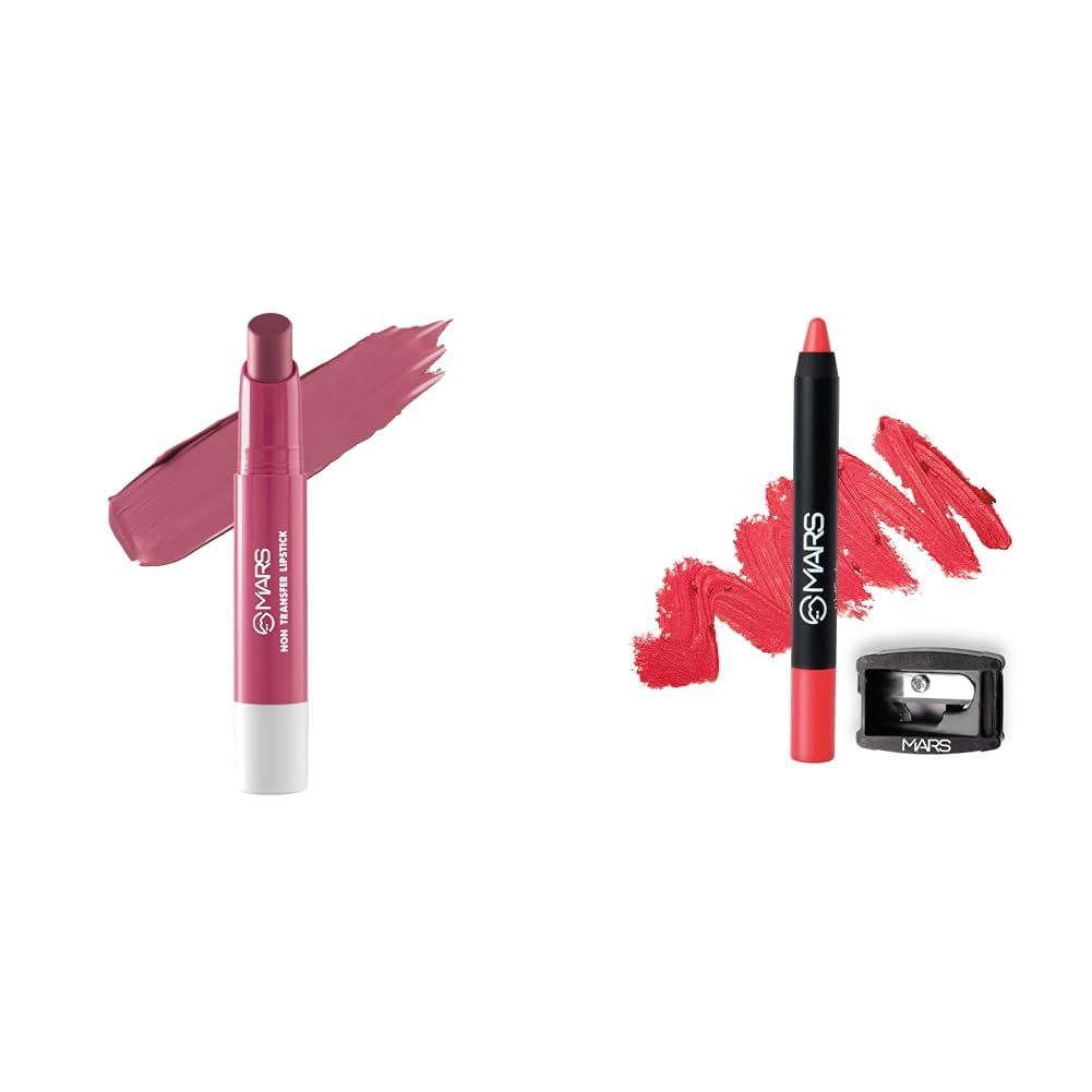 MARS Matte Super Stay Lipstick |(2.6 gm) (16-ANGEL WINGS) Long Lasting Crayon Lipstick up to 12 Hours Stay (3.5 gm) (06-I Won't Give up)