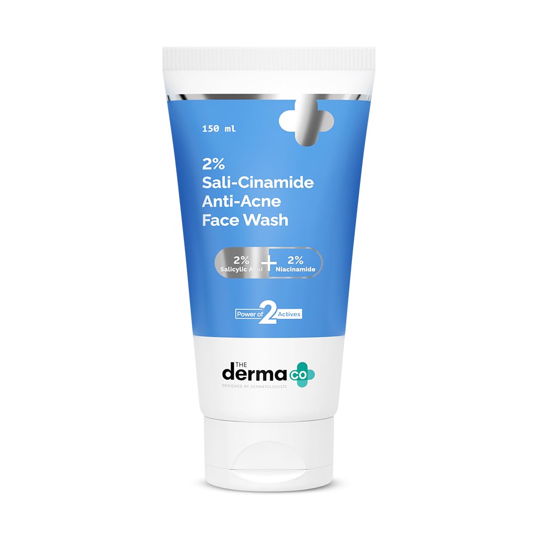 The Derma Co 2% Sali-Cinamide Anti-Acne Face Wash | With 2% Salicylic Acid & 2% Niacinamide I Treats Active Acne & Fades Acne Marks I For Oily & Combination Skin I Power of 2 Actives | For Men & Women | 150 ml