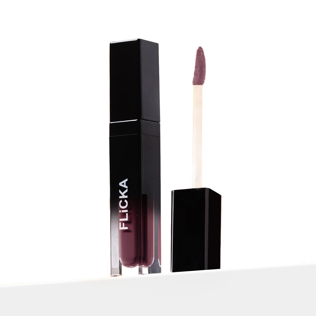 FLiCKA Set and Attack Liquid Matte Lipstick For Women| Transfer Proof, Smudge Proof, Non-Sticky, Creamy Lightweight Lipstick For Women, 14 Dark Night, 7ml