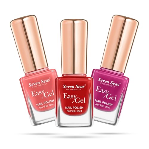 Seven Seas Easy Gel Nail Polish | Quick Dry Gel Nail Polish, Pack of 3 (Combo-09, 30ml)