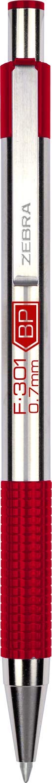 F-301 Retractable Ballpoint Pen, Stainless Steel Barrel, Fine Point, 0.7mm, Assorted Ink, 4-Pack Black/Blue/Red