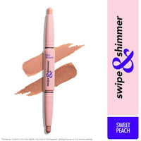 Blue Heaven Swipe & Shimmer Eye Shadow infused with Primer, Smudge Proof, Eye Shadow Stick Dual ended - Sweet Peach, 2.2g