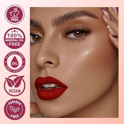 Lakyou Beauty Color Secrets | Non-Transfer Matte Lipstick | Bold Red | Long Lasting Wear | 4g | (B03(Cranberry))