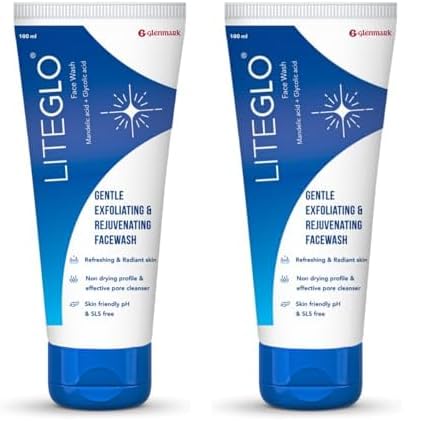Lite Glo Face Wash for Combination Skin - Contains Vitamin C, Glycolic Acid and Mandelic Acid, Helps with optimal exfoliation, prevents dryness of skin, gives gentle cleanse | Protects, Nourishes and Repairs Skin | Paraben and SLES Free