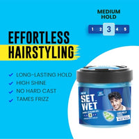 Set Wet Styling Hair Gel for Men - Casually Cool, 50gm | Medium Hold, High Shine | For Medium to Long Hair |No Alcohol, No Sulphate