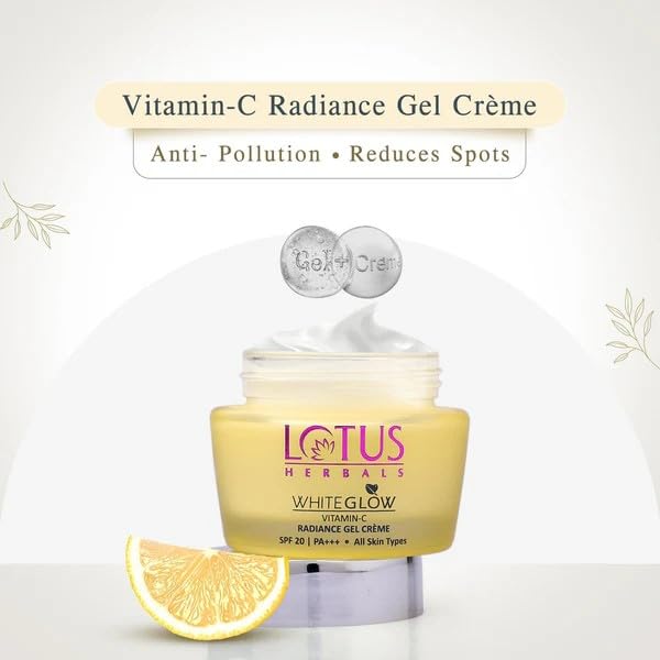 Lotus Herbals WhiteGlow Vitamin C Radiance Cream, Radiance Gel Crème, Set of 2, 50gm