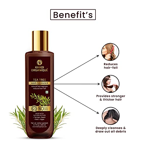 Khadi Organique Tea Tree Hair Cleanser/Shampoo for Anti Dandruff (SLS & PARABEN FREE) 200 ML