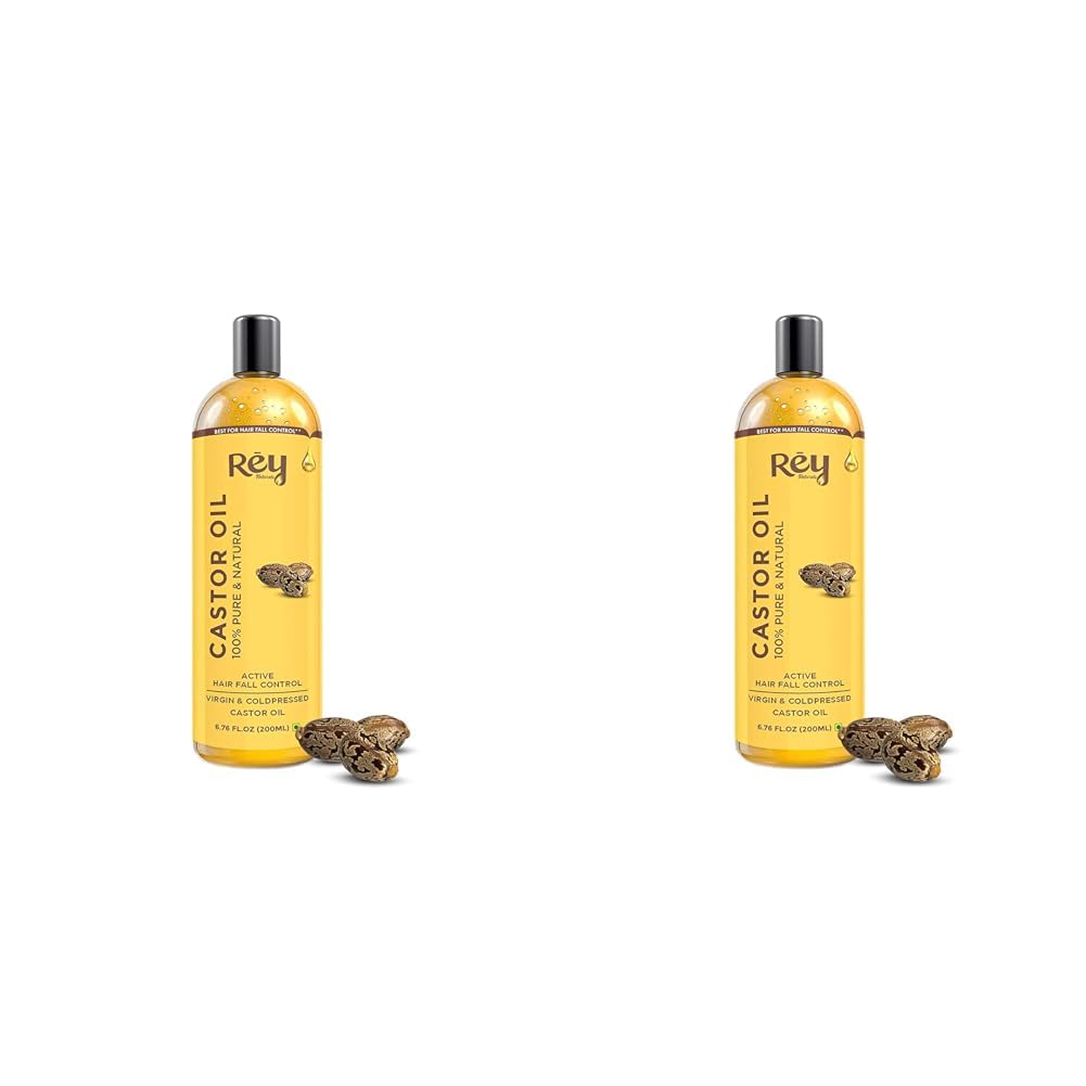 Rey Naturals Cold Pressed Extra Virgin Castor Oil For Hair Growth | Nourishing Hair Oil For All Hair Types | Deeply Moisturizes, Repairs And Strengthens Hair | For Hair Growth And Adds Shine - 200ml