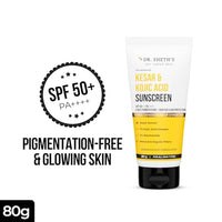 Dr. Sheth's Kesar & Kojic Acid Sunscreen with SPF 50 Pa++++ | For Pigtation-Free Skin | No White Cast & Light Weight | For Daily Moisturization | For All Skin Types | 80 g