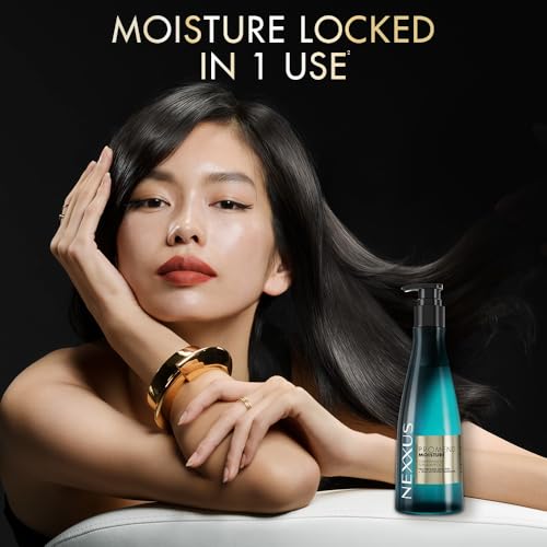Nexxus Promend Moisture Collagenizing Shampoo For Dry Hair 250 ml | 2.3 X Smoother | 57% Less Frizz | Luxury White Rose Fragrance Profile