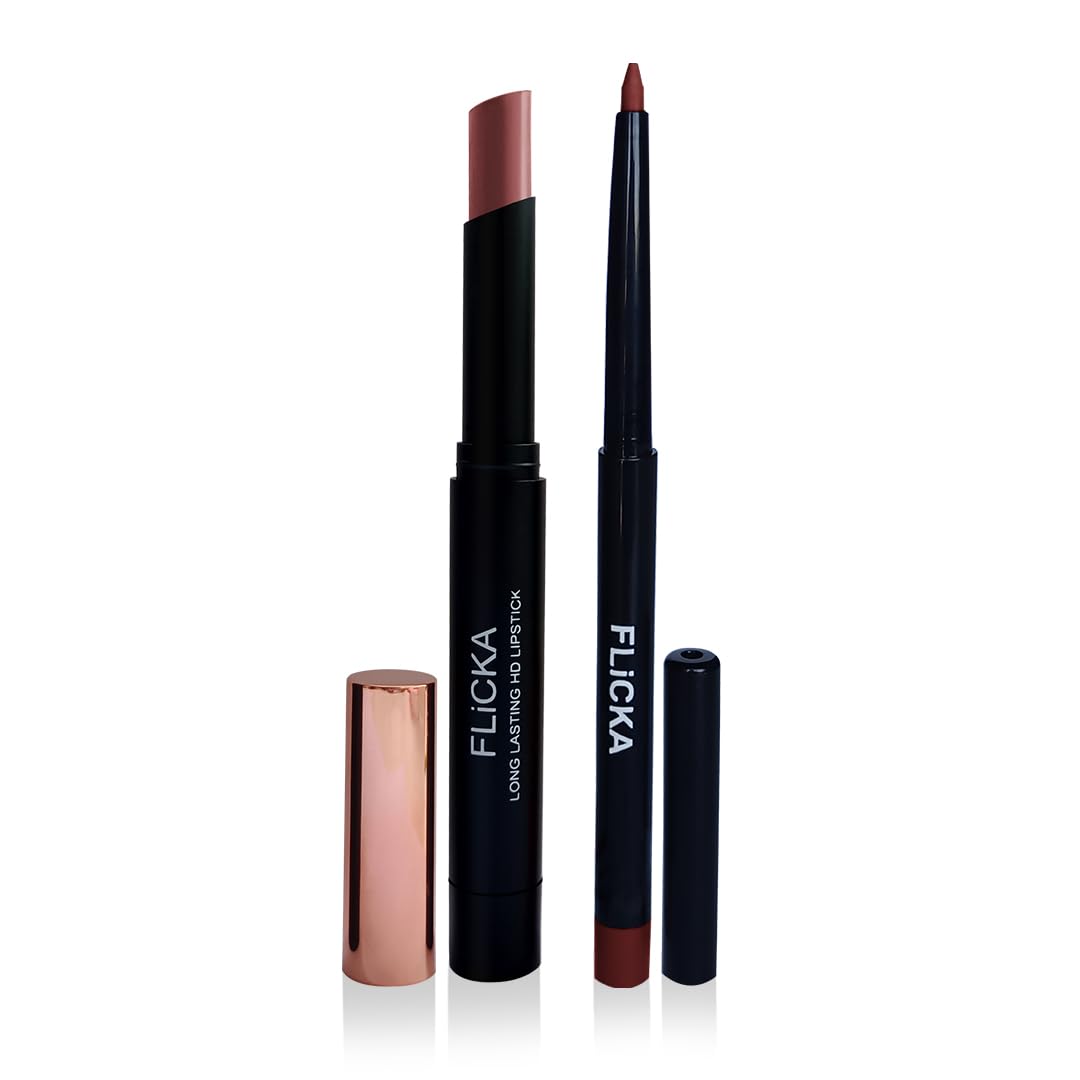 FLiCKA High Drama Matte Lipstick Happy & Lip Liner Maldives Combo | 12
