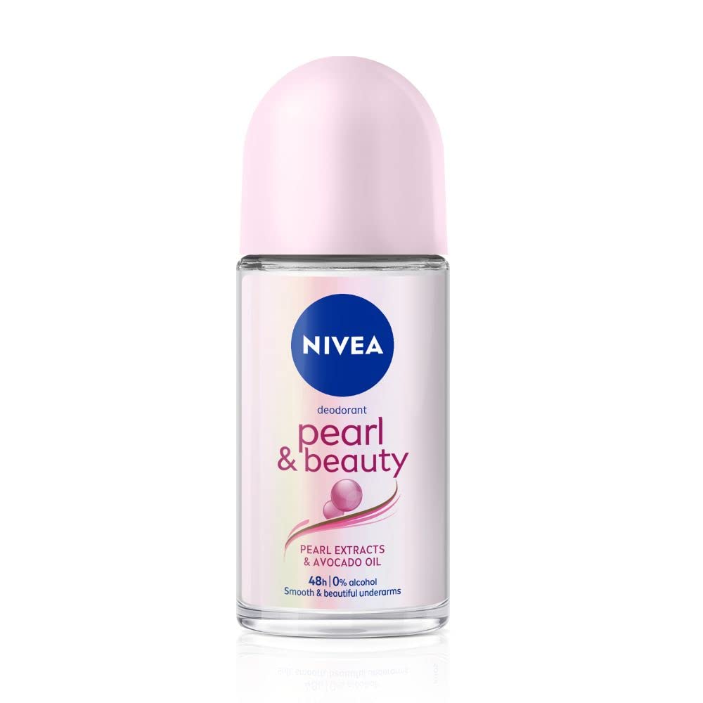 Nivea Women Deodorant Roll On, Pearl & Beauty Radiance For Eventoned Smooth & Beautiful Underarms, 50ml&NIVEA Deodorant Roll On, Pearl & Beauty For Women 50ml