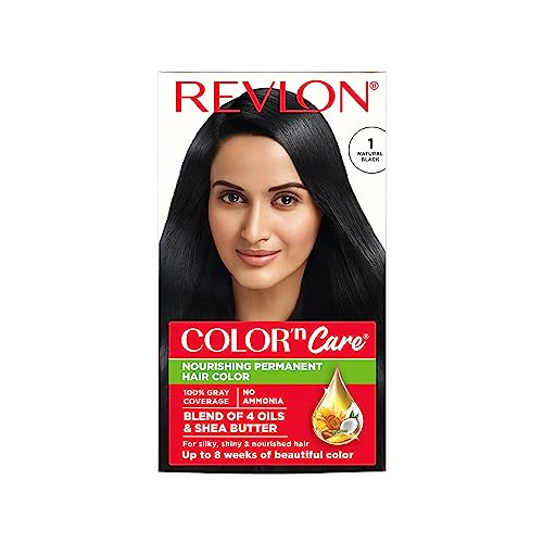 Revlon Color 'n Care Permanent Hair Color for Women Natural Black | Blend of 4 oil's & Shea Butter| For Silky, Shiny & Nourished Hair | 100% Grey Coverage in 5 Minutes | Ammonia Free