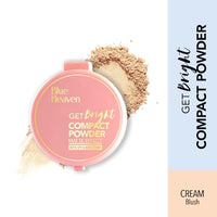 Blue Heaven Get Bright Compact Powder for Women With SPF Sun Protection, Non Sticky, Oil Free, Matte Finish Light Weight Formula, Cream,16g