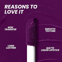 Seven Seas Mocha Lips Matte Liquid Lipstick | Non-Transfer Liquid Lipstick | 12 Hours Long Lasting | Highly Pigmented | Intense Color Payoff | Smudgeproof Liquid Lipstick for Women (202, 4ml)