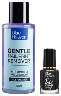 Blue Heaven Gentle Nail Paint Remover, 125 ml&Blue Heaven Get Bold Matte Finish Eyeliner (Black, 7 ml)