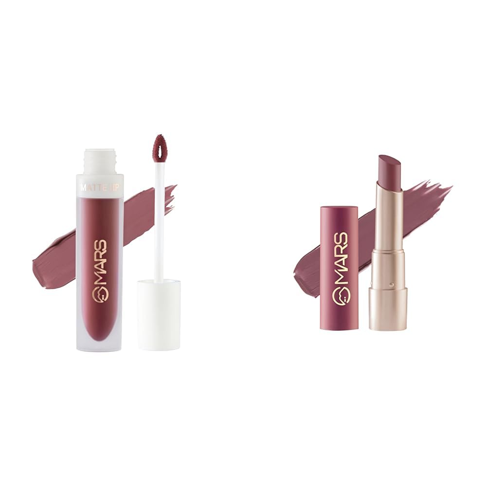 MARS Matte Liquid Lip Color | Long Lasting | Non-Transfer & Waterproof Lipstick for Women (4.5 ml) (08-Trend Train) Creamy Matte Long Lasting Lipstick for Women (3.2 gm) (20-Grapeful Ghoomar)