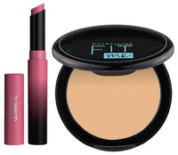 Maybelline New York Lipstick, Matte Finish, Bold Colour, 599 More Mauve, 1.7 G & Buildable Oli Control Powder, With Spf To Protect Skin From Sun,All Skin Type Fit Me, 128 Warm Nude, 6G, 2 count