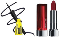 Maybelline New York Colossal Bold Eyeliner, Black, 3G And Maybelline New York Color Sensational Creamy Matte Lipstick, 695 Divine Wine, 3.9G