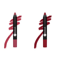 SUGAR Cosmetics Matte As Hell Mini Crayon Lipstick - 28 Honey Rider & SUGAR Cosmetics Matte As Hell Mini Crayon Lipstick - 12 Baby Houseman