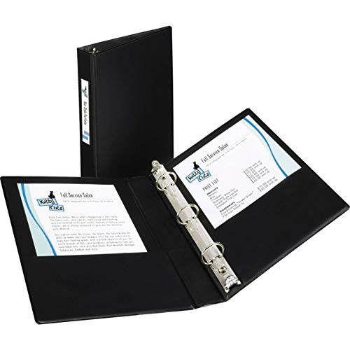 Avery Mini Durable 3 Ring Binder, 1" Round Rings, Holds 5-1/2" x 8-1/2" Paper, Spine ID Label Holder, 1 Black Binder (27257)