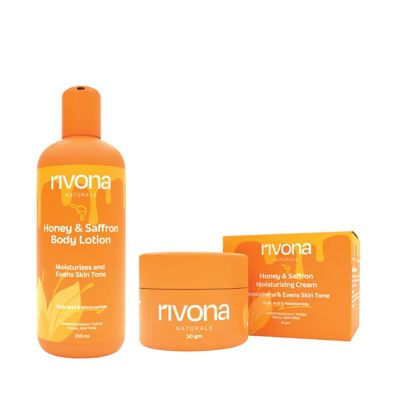 Rivona Naturals Honey Golden Nectar Duo - Lotion and Cream for Hyperpigmentation |Deep Moisturization| All Skin Types |300 ml (Pack 2)