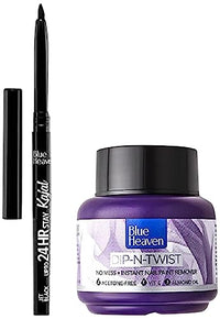 Blue Heaven Dip & Twist Nail Paint Remover, 40 ml & Blue Heaven Up to 24HR Stay Kajal, Jet Black, 0.31gm