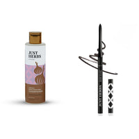Just Herbs Castor Almond All Conditioner With Onion Black Seed Oil & Bhringraj For Hair Growth-100 Ml & Retractable 2 In 1 Herbal Eyeliner + Kajal - Black 0.3G Combo, 2 Count