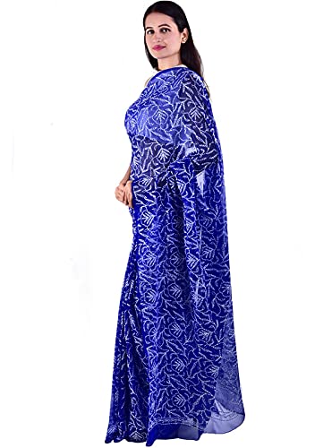 Lavangi Women's  Lucknow Chikankari Tepchi Work Georgette Saree