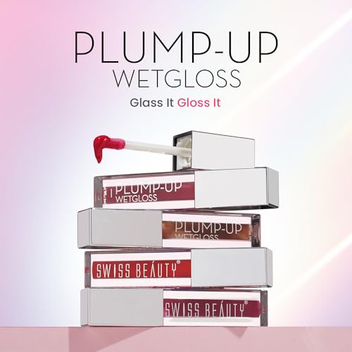 Swiss Beauty Plump-Up Wet Lightweight Lip Gloss With High Shine Glossy Finish For Fuller And Plump Lips | Shade- Barely There, 2Ml|