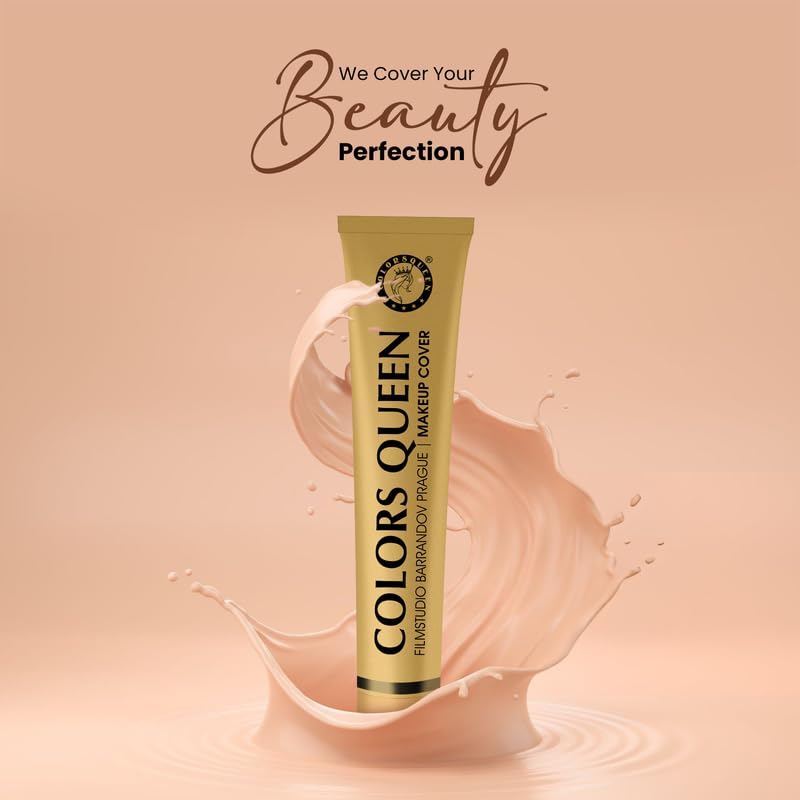 Colors Queen Film Studio Makeup Cover foundation with SPF-30 | Lightweight Texture, Long Lasting Waterproof Foundation | Full Coverage, Hypoallergenic Matte Finish Foundation for Face Makeup (208)