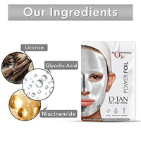 O3+ Power Foil D-Tan Face sheet mask for Skin Brightening Face Mask 20 ml & O3+ ALPHA MEN Energy White Charcoal Face Sheet Mask 30g with Charcoal & Hydrating Hyaluronic to Purify & Brighten Skin Combo