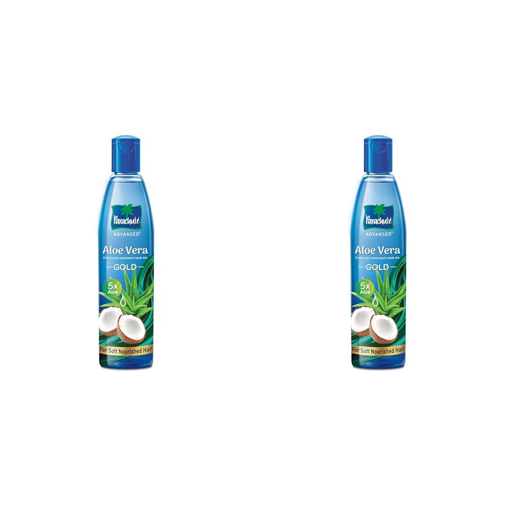 Parachute Advansed Aloe Vera Enriched Coconut Hair Oil Gold | 5X Aloe Vera With Coconut Oil| Makes Hair Sooperr Soft | 400ml (Pack of 2)