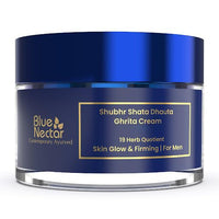 Blue Nectar Shata Dhauta Ghrita Face Cream for Men | 100 Times Washed Ghee Lightweight Men Face Cream for Skin Firming & Naturally Glowing Skin (19 Herbs, 50g)