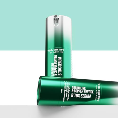 Dr. Sheth's Argireline & Copper Peptide B’TOX Serum | Advanced Anti-Aging Formula | 5% Argireline, 3% Matrixyl , 300 ppm Copper peptide|Reduces Fine Lines & Wrinkles | Boosts Collagen | Plumps, Hydrates & Makes Skin Bouncy | For Men & Women | All Skin Typ