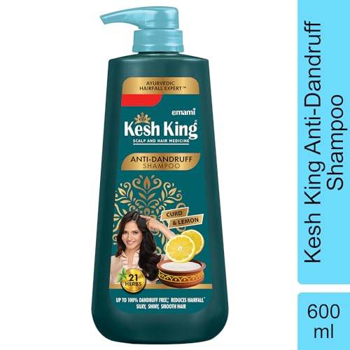 Kesh King Ayurvedic Anti-Dandruff Shampoo | Reduces hair fall | Soothes itchy scalp | No Paraben & No Silicon | 21 natural ingredients | Enriched with curd, lemon & neem | 600 ml