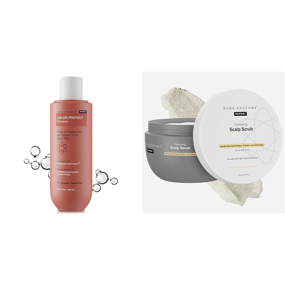 Bare Anatomy Hair Colour Protect Shampoo, Dry & Frizzy Coloured Hair For Unisex, 250ml Scalp Scrub with Natural AHAs, Coconut & Sugar For Women & Men | 250g