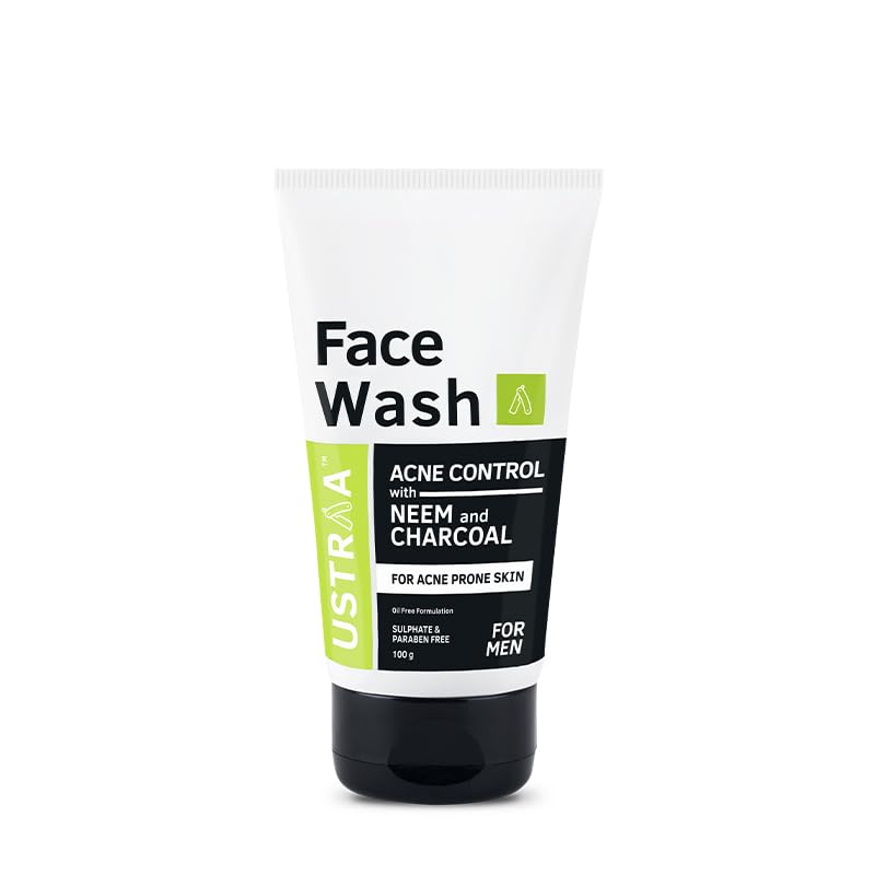 Ustraa Face Wash Acne Control - With Neem & Charcoal - 100g - Oil control, Prevents Acne & 20% Vitamin C Face Serum - 30ml | 20% Vitamin C in Pure form | with Hyaluronic Acid | Anti-Aging, Brightening
