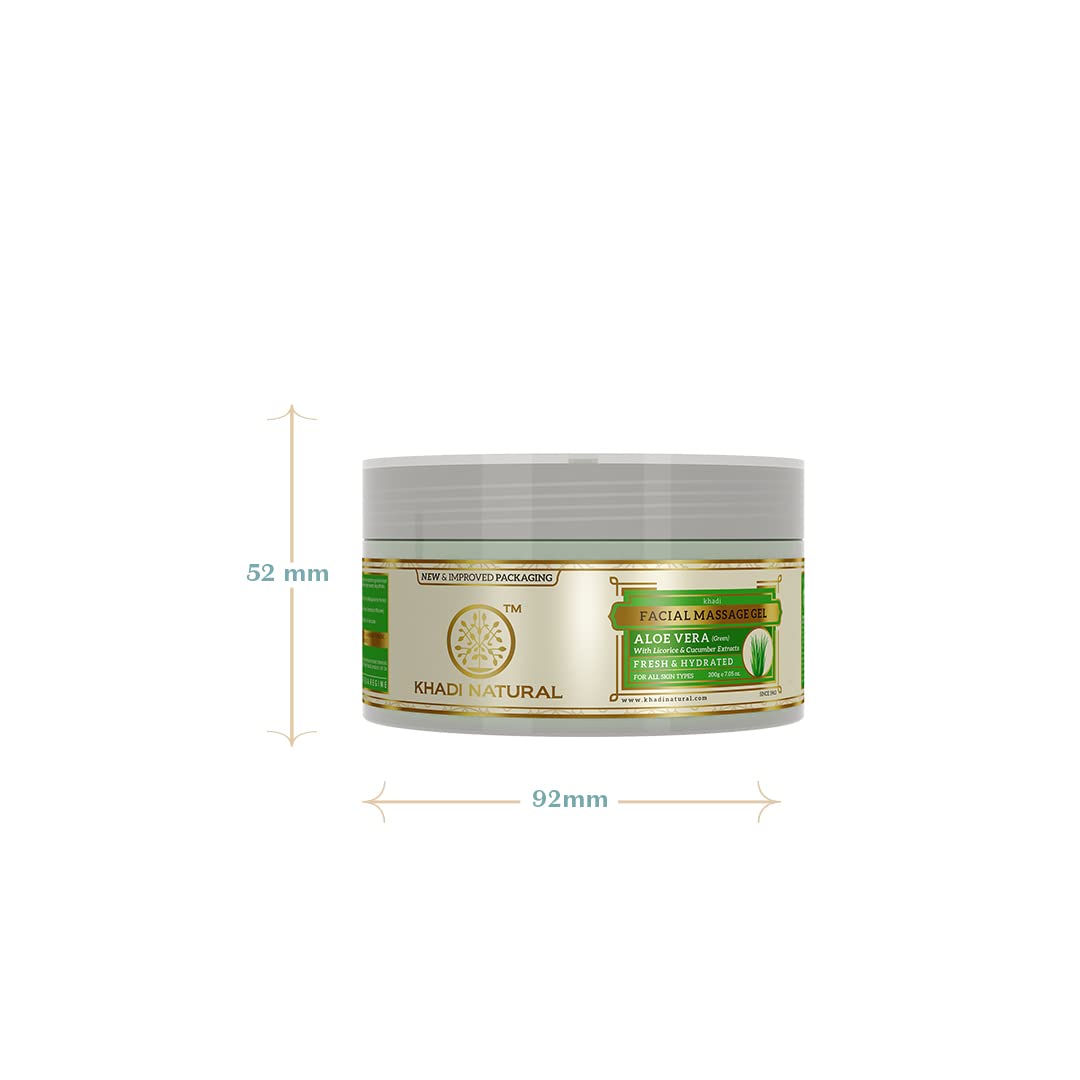 Khadi Natural Aloe Vera Gel, Green|Deeply moisturizing| Unique non sticky formula| Makes skin soft and supple| Suitable for All Skin Types| 200g