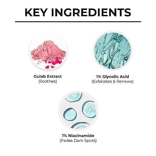 Dr. Sheth's Gulab & 1% Glycolic Acid Face Wash For Normal To Oily Skin | Daily Brightening Face Cleanser for Even Toned Skin | Exfoliating Face Wash for Men & Women | 100ml