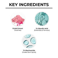 Dr. Sheth's Gulab & 1% Glycolic Acid Face Wash For Normal To Oily Skin | Daily Brightening Face Cleanser for Even Toned Skin | Exfoliating Face Wash for Men & Women | 100ml