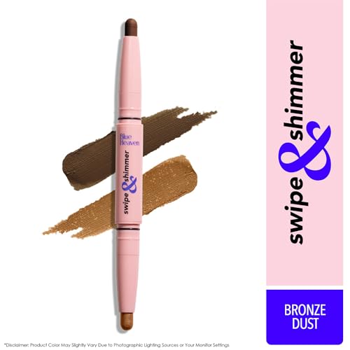 Blue Heaven Pencil Swipe & Shimmer Eye Shadow Infused With Primer, Smudge Proof, Eye Shadow Stick Dual Ended - Romanticism, 2.2G, Multicolor, Matte Finish