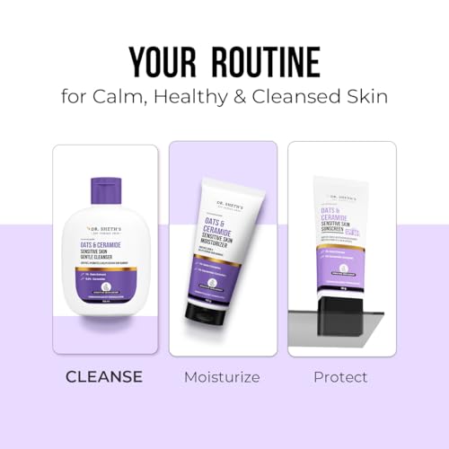 Dr. Sheth's Oats & Ceramide Sensitive Skin Gentle Cleanser | For Delicate Irritated Skin | pH Balanced, Daily Use Non-Drying Cleanser To Hydrate, Soothe & Restores Skin Barrier | Cleans Dirt, Oil & Make-Up | Free of Sulphates, Paraben, Dye & Fragrance | F