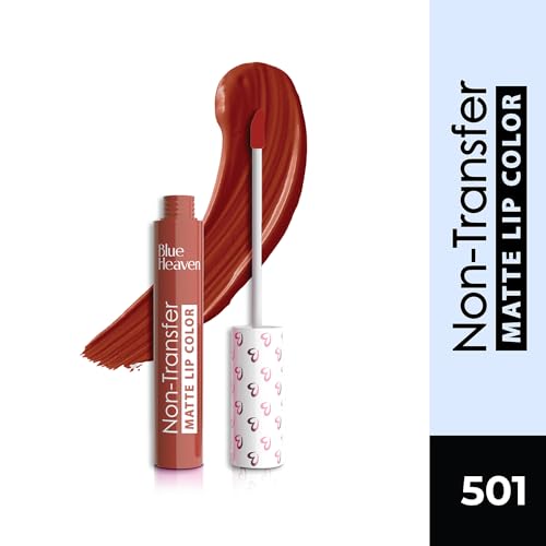 Blue Heaven Non Transfer Lip Color | Liquid lipstick Waterproof & Smudge Proof | Intense Pigment | Long-Lasting upto 8hr | Matte Finish with Hydrating Formula | 501 | 3GM