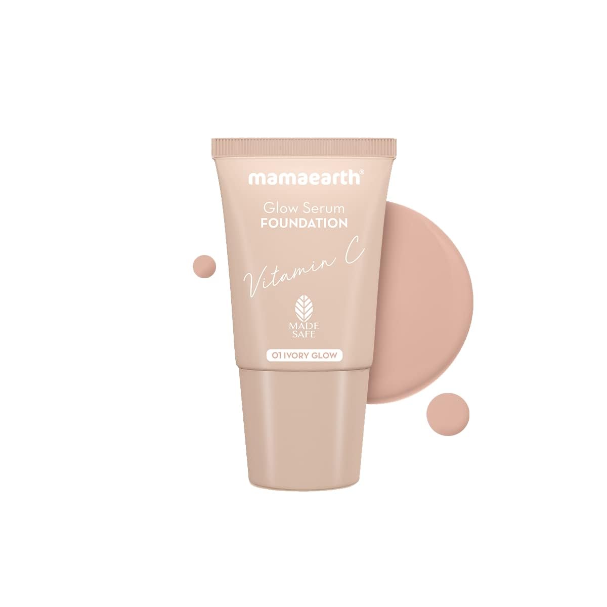 Mamaearth Glow Serum Foundation Gel Mini Tube With Vitamin C & Turmeric For 12Hr Long Stay, 18ml - 01 Ivory Glow, 2X Instant Glow, Luminous Finish For All Skin Type