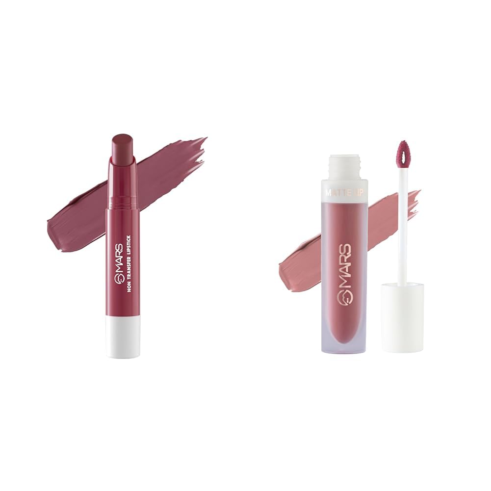 MARS Matte Super Stay LipstickWaterproof Lipstick for Women (2.6 gm) (07-SURREAL) Matte Liquid Lip Color | Long Lasting | Non-Transfer & Waterproof Lipstick for Women (4.5 ml) (03-Blow a Kiss)