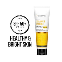 Dr. Sheth's Ceramide & Vitamin C Sunscreen | SPF 50+ Pa+++ | In-Vivo Tested | For Bright Skin & Healthy Glow | Non-Greasy, Quick-Absorbing, No White Cast | UVA/B & Bluelight Protection | For Men & Women | For All Skin Type | 125 g