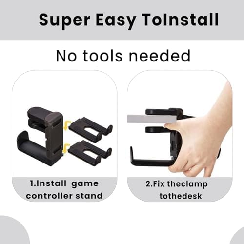 Rotating Headphone Stand with 360° Swivel - Adjustable Clamp - on Under Desk Headset Holder, Universal Gaming & Office Headphone Hanger (White)