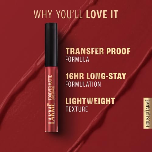 LAKMÉ Forever Matte Liquid Lip Colour, Intense Matte Finish All Day Long, Smudgeproof & Looks Freshly Applied For Upto 20Hrs, Mauve Party, 5.6 Ml